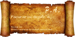 Pacurariu Acsád névjegykártya